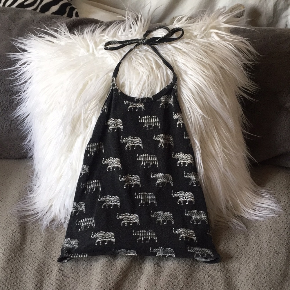 RUE21 halter crop top elephants
